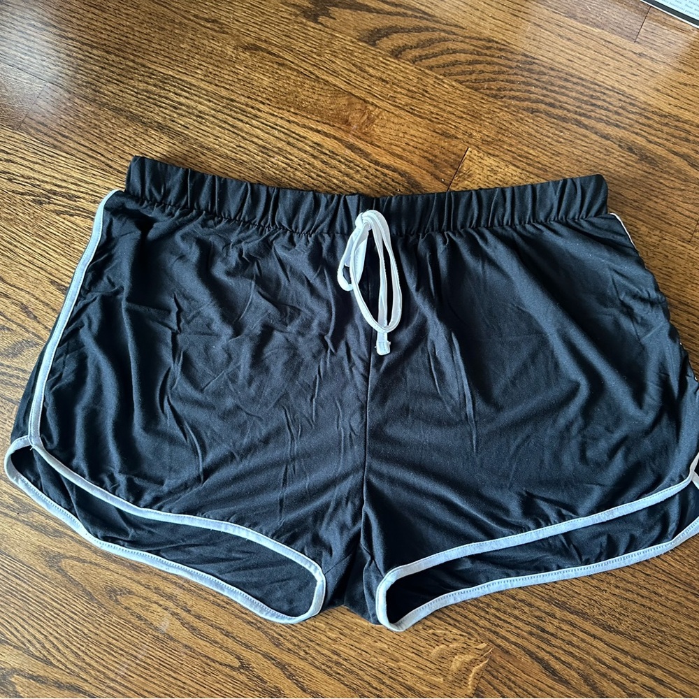 Derek Heart Black Athletic Shorts with White Trim
